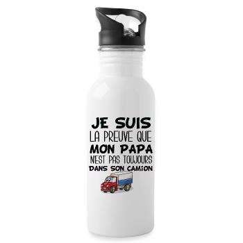 Camion papa je suis la preuve que mon papa - Gourde avec paille intégrée - blanc - Droite