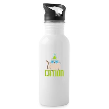 Cation Science Cat Pawsitive Chemistry Teacher - Trinkflasche mit integriertem Trinkhalm - Weiß - Rechts