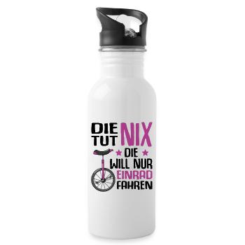 Einrad - Trinkflasche mit integriertem Trinkhalm - Weiß - Rechts