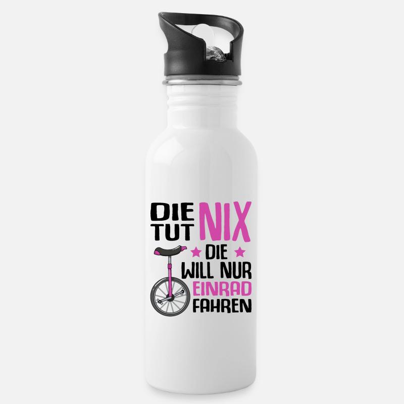 Einrad - Trinkflasche mit integriertem Trinkhalm - Weiß
