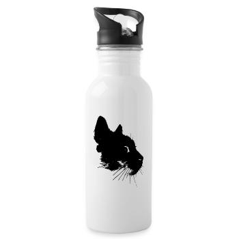 Cat's head Cat motif Cats motif - Water bottle with straw - white - Right