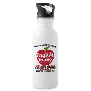 Drôle professeur d’anglais Professeur Vocabulaire anglais - Gourde avec paille intégrée - blanc - Droite