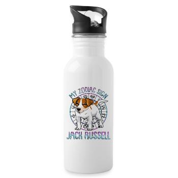 Zodiac sign Jack Russell - Water bottle with straw - white - Right