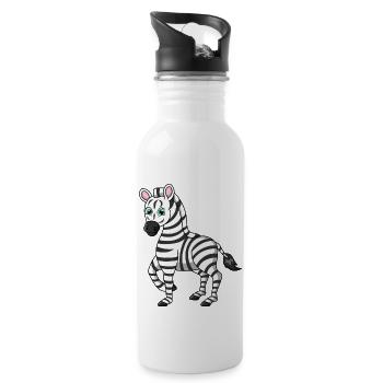 zebra - Water bottle with straw - white - Right