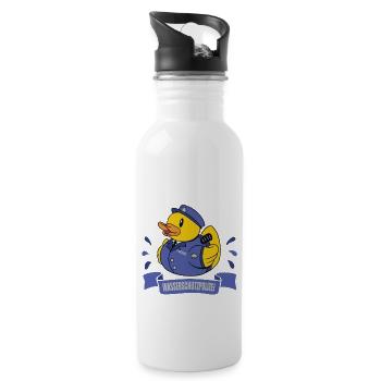 Polizist der Badewanne, Wasserschutzpolizei - Trinkflasche mit integriertem Trinkhalm - Weiß - Rechts