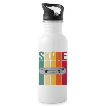 skateboard skater skate sport ride skate - Water bottle with straw - white - Right