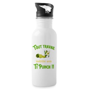 Tout travail mérite son TI PUNCH humour apero - Gourde avec paille intégrée - blanc - Droite