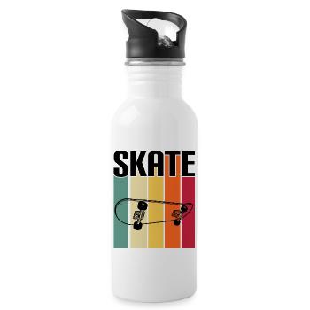 skateboard skater skate sport ride skate - Water bottle with straw - white - Right
