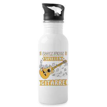 COOLE JUNGS SPIELEN GITARRE - Trinkflasche mit integriertem Trinkhalm - Weiß - Rechts