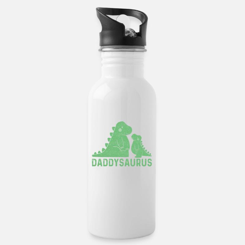 Daddysaurus Rex lustige Papa Geschenk - Trinkflasche mit integriertem Trinkhalm - Weiß
