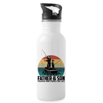 Father & Son Fishing Partners For Life - Water bottle with straw - white - Right