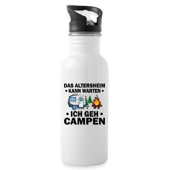 Camper und Rentner - Trinkflasche mit integriertem Trinkhalm - Weiß - Rechts