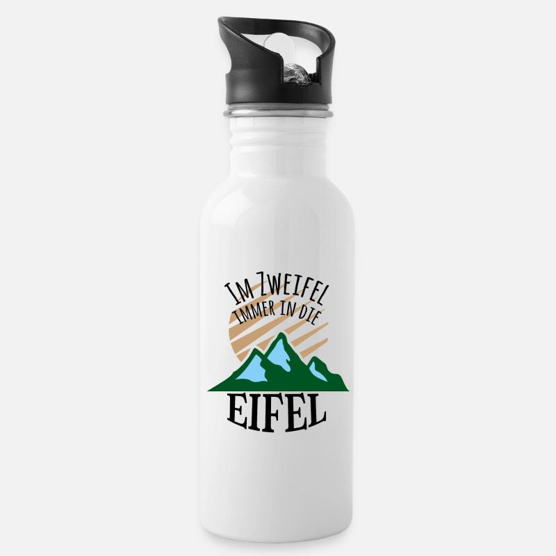 Im Zweifel immer in die Eifel - Trinkflasche mit integriertem Trinkhalm - Weiß