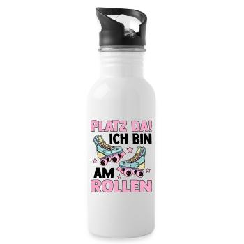 Rollschuhe - Trinkflasche mit integriertem Trinkhalm - Weiß - Rechts