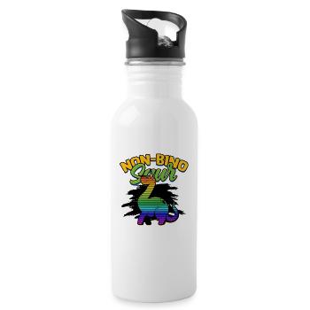 Non-bino saur - Acceptance of binary, non-binary - Water bottle with straw - white - Right