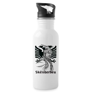Albanien Flagge Adler Skanderbeg Illyrian Shqip - Trinkflasche mit integriertem Trinkhalm - Weiß - Rechts