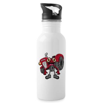 Traktor - Trinkflasche mit integriertem Trinkhalm - Weiß - Rechts