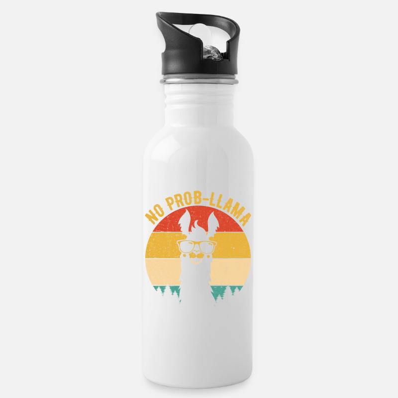 vintage no prob llama - Gourde avec paille intégrée - blanc