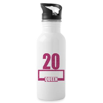 20th birthday 20 years 20s birthday child - Water bottle with straw - white - Right
