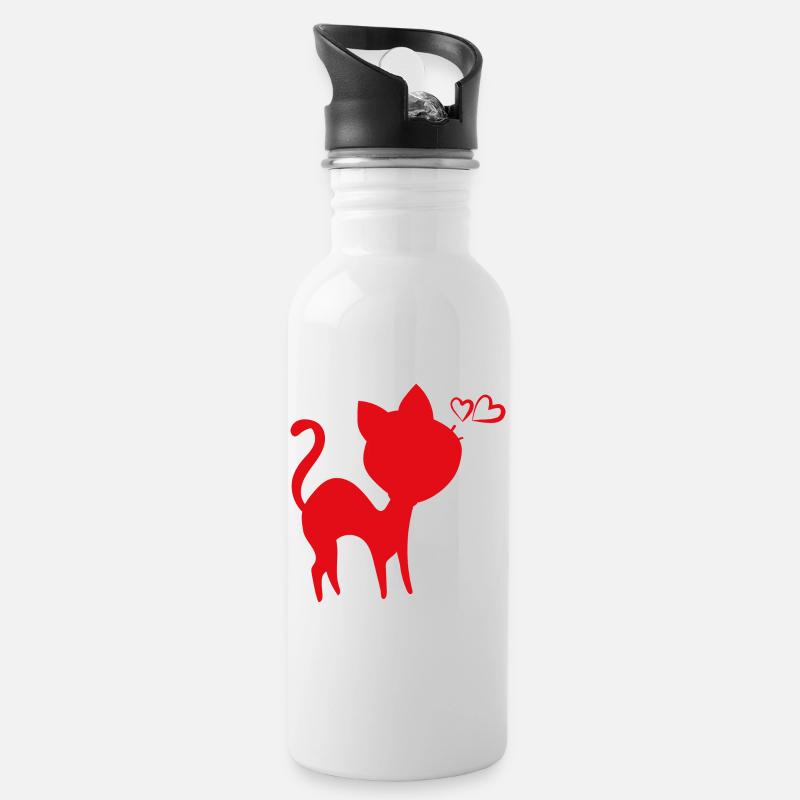 cat - Trinkflasche mit integriertem Trinkhalm - Weiß