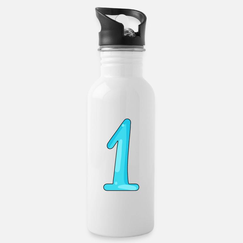 1 - Trinkflasche mit integriertem Trinkhalm - Weiß