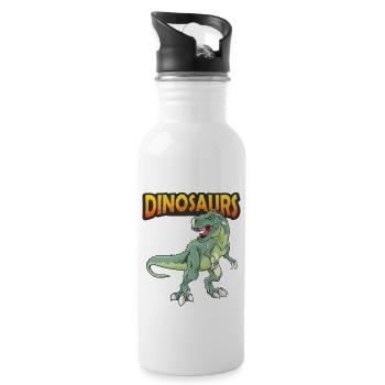 Dinosaurier - Rex Dino Welt - Trinkflasche mit integriertem Trinkhalm - Weiß - Rechts