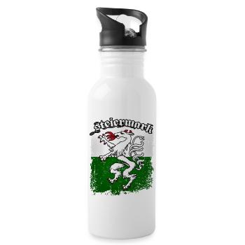 Steiermark - Trinkflasche mit integriertem Trinkhalm - Weiß - Rechts