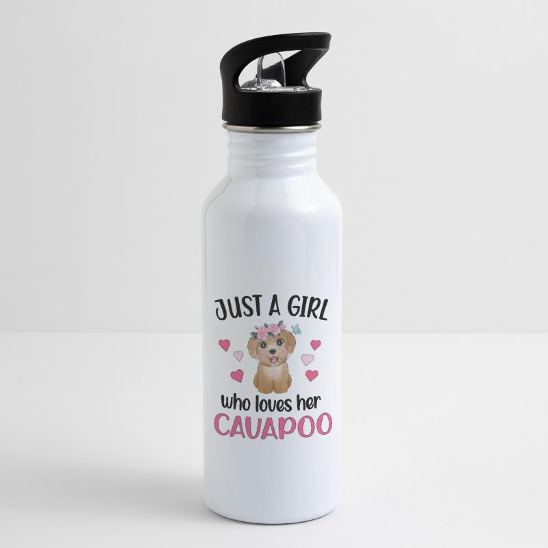 Cavapoo Mädchen Cavoodle Hundemama Cavapoo Süß Trinkflasche mit integriertem Trinkhalm