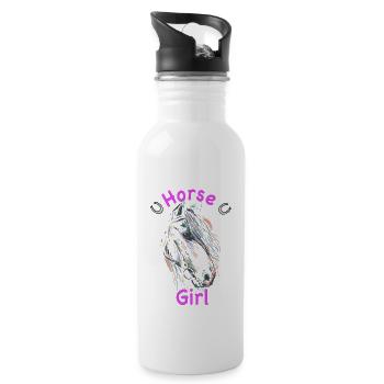 Horses Girls Horses Girl Pony Lover Gift - Water bottle with straw - white - Right