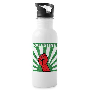 Palestine Free Freedom Free Gaza - Water bottle with straw - white - Right