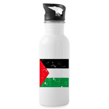 Palestine Free Freedom Free Gaza - Water bottle with straw - white - Right