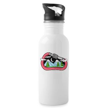 Carabine montagne montagne cadeau alpiniste - Gourde avec paille intégrée - blanc - Droite