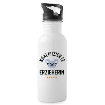 Koalifizierte Erzieherin Geschenk Lustig - Trinkflasche mit integriertem Trinkhalm - Weiß - Rechts