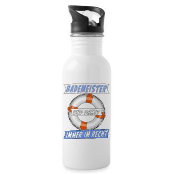 BADEMEISTER IMMER IM RECHT - Trinkflasche mit integriertem Trinkhalm - Weiß - Rechts