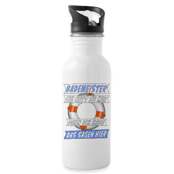 BADEMEISTER SEI NETT ZU MIR - Trinkflasche mit integriertem Trinkhalm - Weiß - Rechts