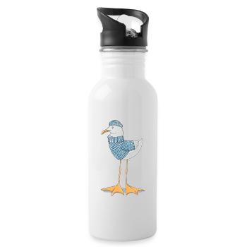 Pêche de la mouette de mer et pêche sur la mer - Gourde avec paille intégrée - blanc - Droite