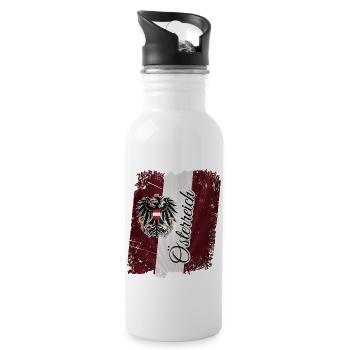 Österreich Fahne Flagge Adler Wappen - Trinkflasche mit integriertem Trinkhalm - Weiß - Rechts