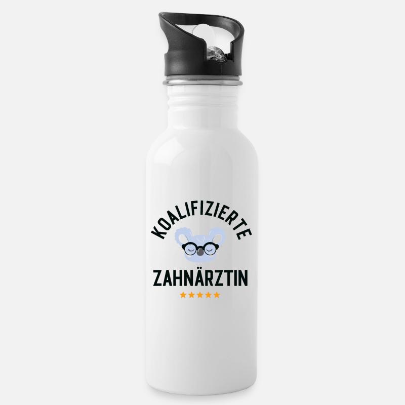 Koalifizierte Zahnärztin Geschenk Lustig - Trinkflasche mit integriertem Trinkhalm - Weiß