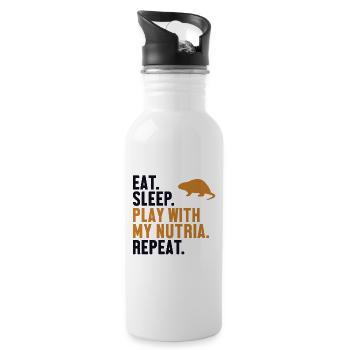 Eat Sleep Nutria Repeat Rodent Coypu Myocastor - Water bottle with straw - white - Right