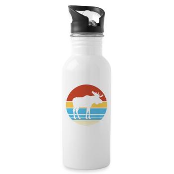 Elch - Trinkflasche mit integriertem Trinkhalm - Weiß - Rechts