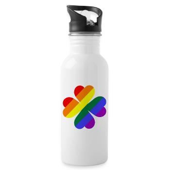 Trèfle couleurs arc-en-ciel LGBTQ - Gourde avec paille intégrée - blanc - Droite