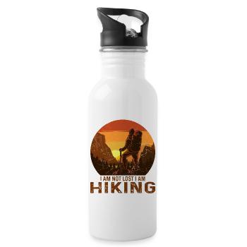 Hiking Nature Mountains Hiking Adventure Gift - Water bottle with straw - white - Right