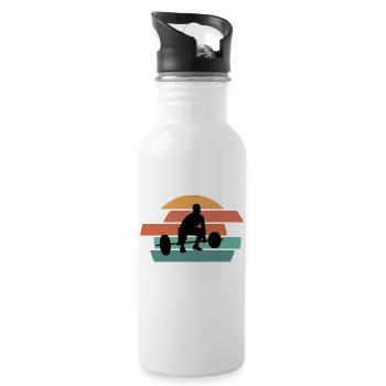 Fitness Gym Workout Pumpen - Trinkflasche mit integriertem Trinkhalm - Weiß - Rechts