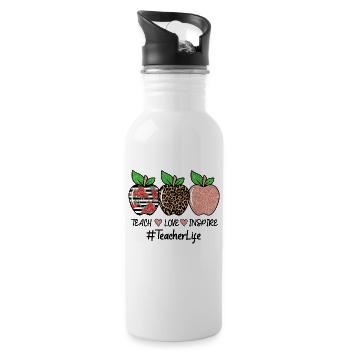 Teach Love Inspire Teacher Life - Trinkflasche mit integriertem Trinkhalm - Weiß - Rechts