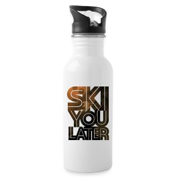 Skifahrer - Trinkflasche mit integriertem Trinkhalm - Weiß - Rechts