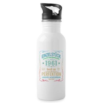 60. Geburtstag 60 Jahre 1961 Geschenk Mann Frau - Trinkflasche mit integriertem Trinkhalm - Weiß - Rechts