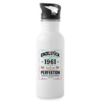 60. Geburtstag 60 Jahre 1961 Geschenk Mann Frau - Trinkflasche mit integriertem Trinkhalm - Weiß - Rechts