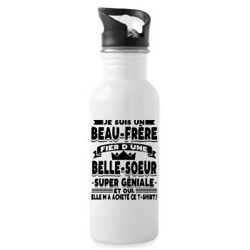 Beau-Frère Cadeau - Gourde avec paille intégrée - blanc - Droite