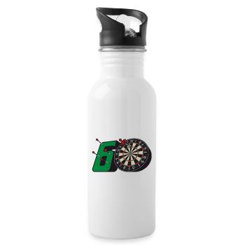 60. Geburtstag Darts Geschenk 60 Ehrentag Männer - Trinkflasche mit integriertem Trinkhalm - Weiß - Rechts