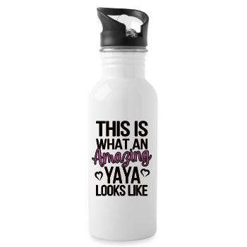 Best Yaya Grandma Mother's Day Gift Yaya Grandmother - Water bottle with straw - white - Right